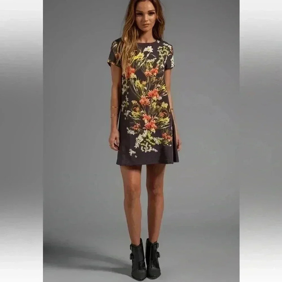 Some Days Lovin Botanic Floral Print Swing Dress Brown Sz S - Picture 1 of 14